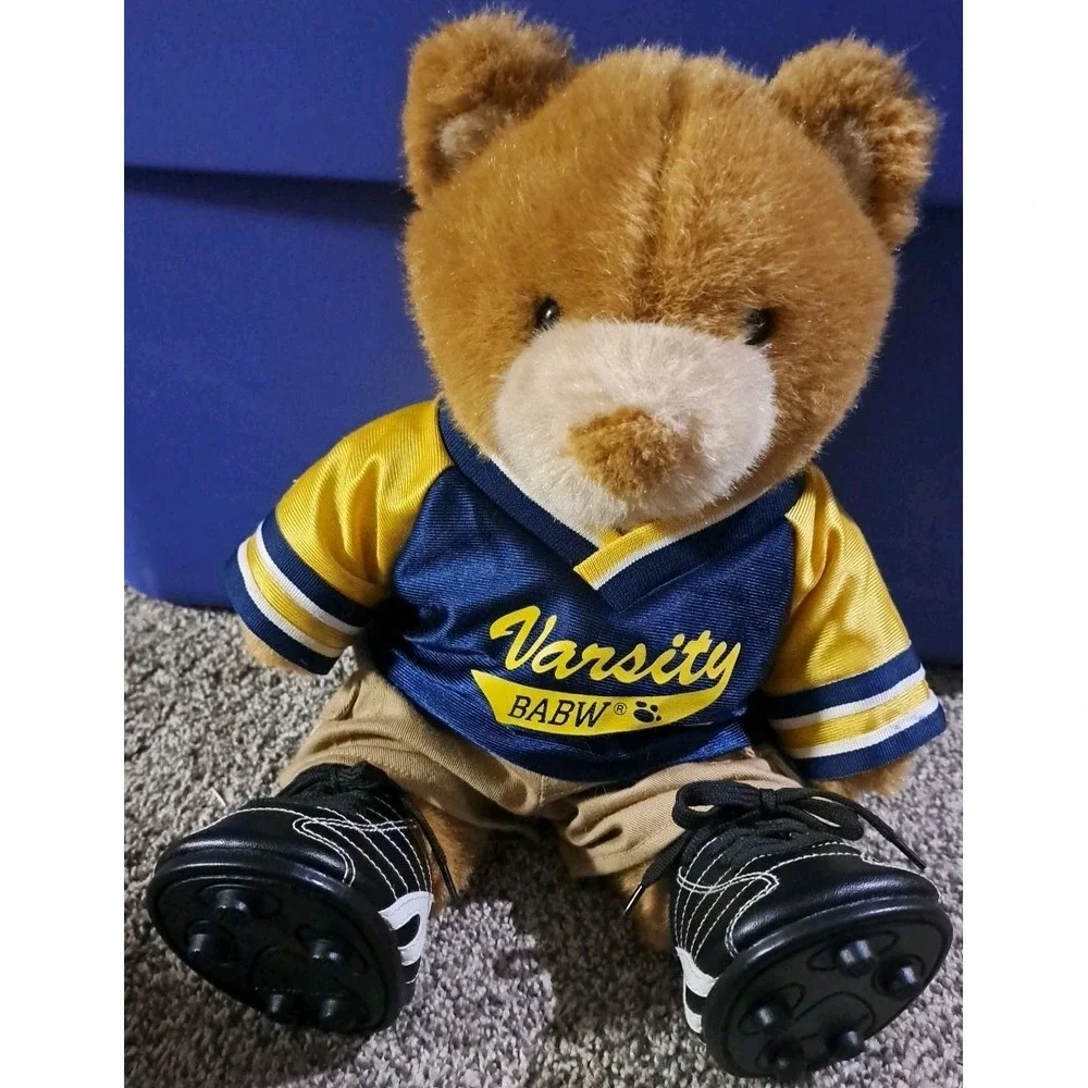 Build A Bear BAB Varsity Bear Plush Bear‎ With Varsity Shirt Khaki Shorts Cleats